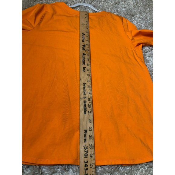 Susan Graver XL Weekend Cotton 3/4 Sleeve Top Scoop Neck Orange - Picture 5 of 5